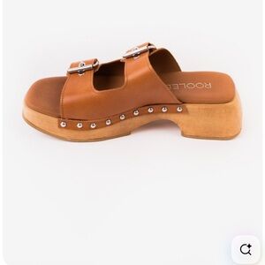 Roolee Tan Studded Clogs Mules
